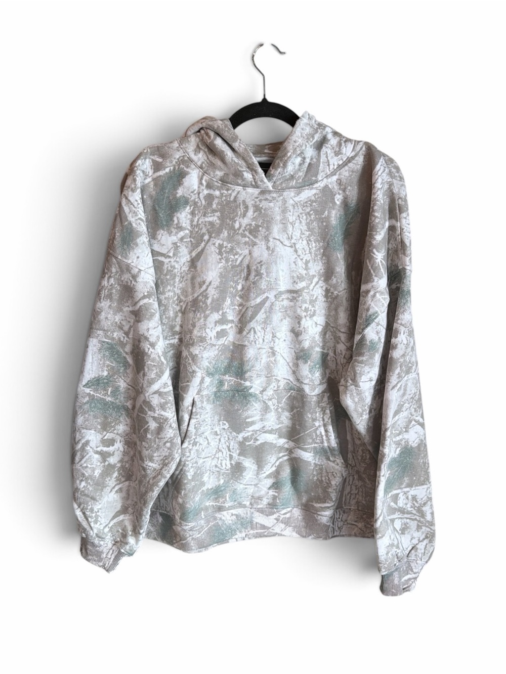 Lily & Lottie Faded Camo Hoodie Size Large White Turquoise Kangaroo Pocket NEW - Picture 3 of 11
